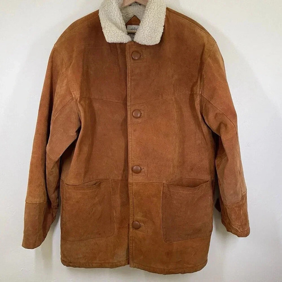 Vintage Barn Jacket Mens 42 Brown/Rust Suede Lined Heavy Rancher Cowboy Chore - Picture 1 of 16
